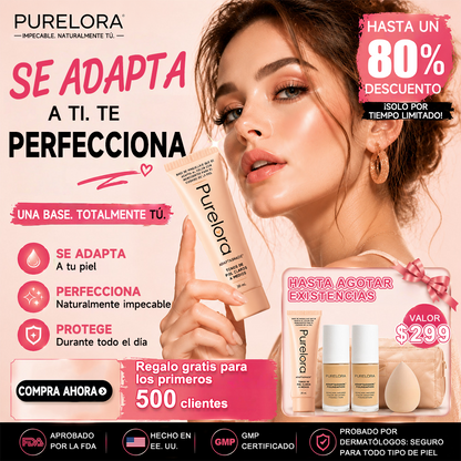💖【Tienda Oficial】PURELORA® AdaptaShade Foundation — Base de maquillaje con cuidado de la piel que se adapta al tono