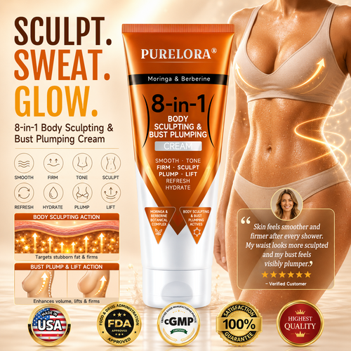 𝐎𝐟𝐟𝐢𝐜𝐢𝐚𝐥 𝐁𝐫𝐚𝐧𝐝 𝐒𝐭𝐨𝐫𝐞 |PURELORA® Moringa & Berberine 8-in-1 Body Sculpting & Bust Plumping Cream Smooth · Firm · Tone · Sculpt · Refresh · Hydrate · Plump · Lift