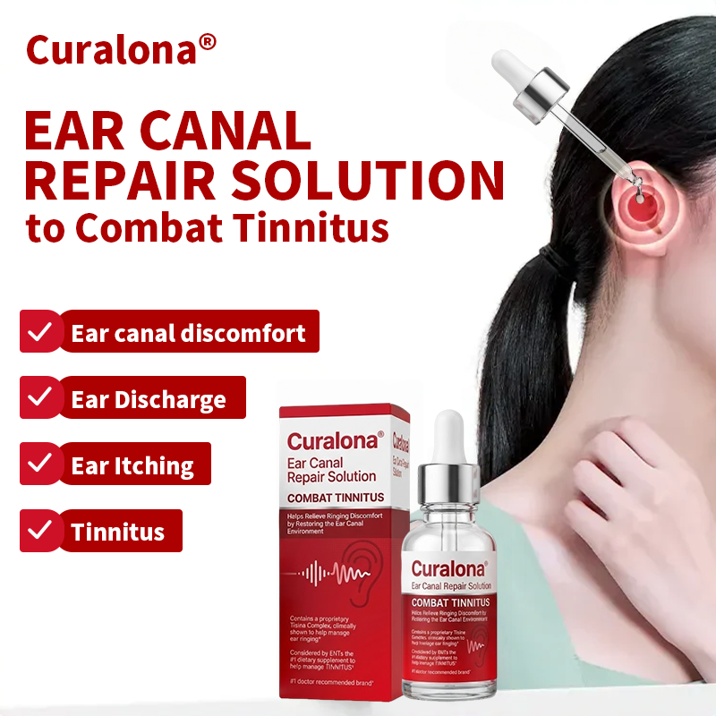 Curalona® Ear Canal Repair Solution to Combat Tinnitus  Helps Relieve Ringing Discomfort by Restoring the Ear Canal Environment  One Bottle · 7 Days · Designed to Deliver Noticeable Results Within 7 Days
