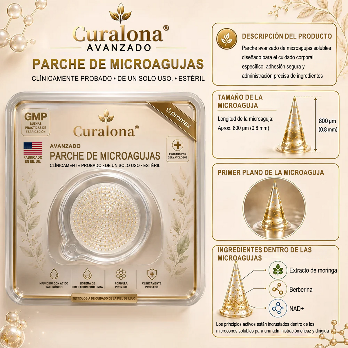 Curalona®🔥Parche de microragujas ProMax Nano 2026 – Parche reafirmante corporal y de apoyo al metabolismo con Moringa, Berberina y NAD+