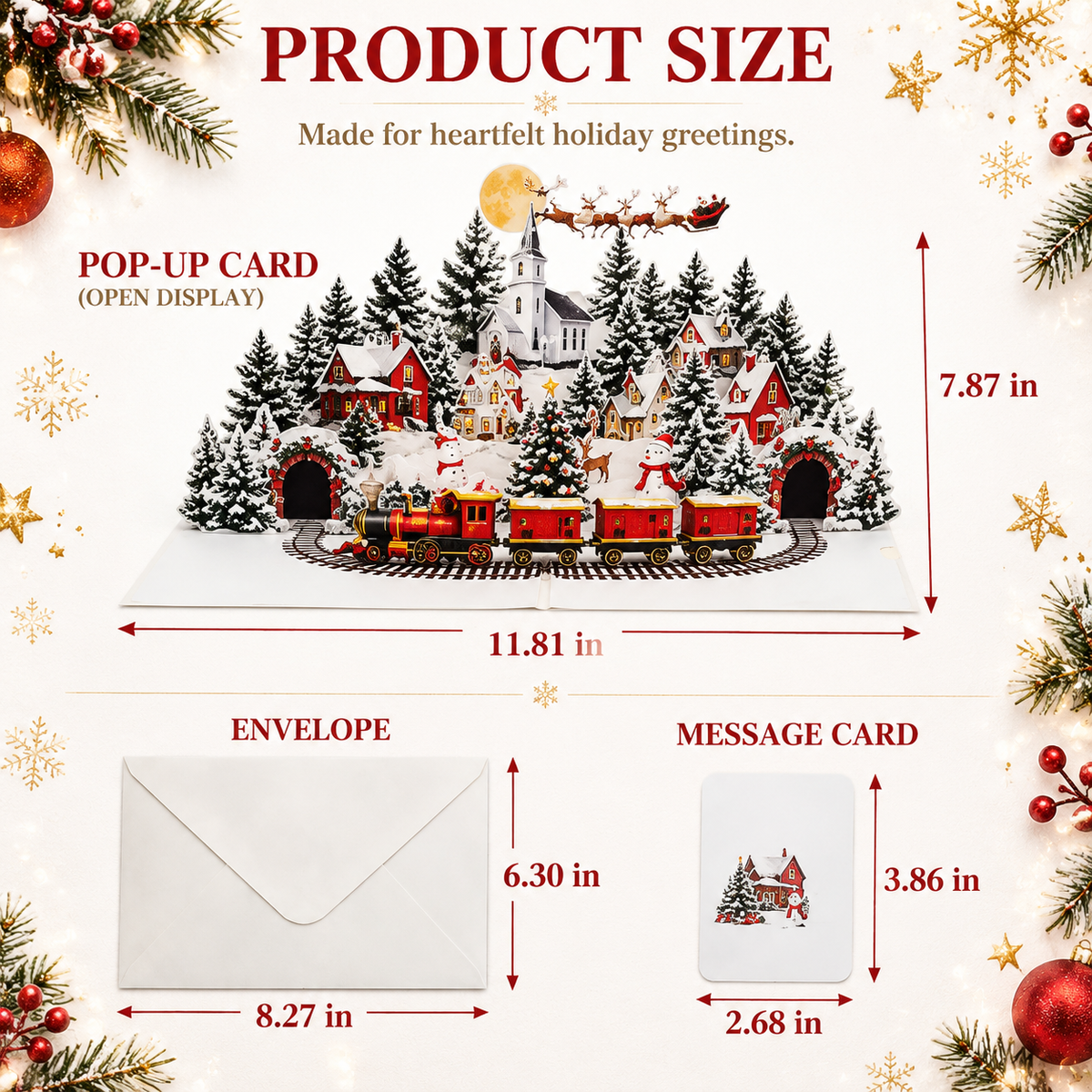 3D Christmas Pop-Up Greeting Card – A Magical Winter Village for Your Holiday Wishes.
