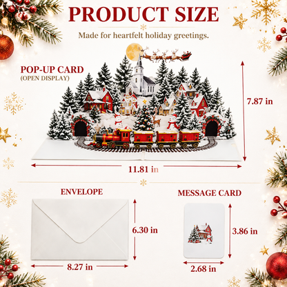 3D Christmas Pop-Up Greeting Card – A Magical Winter Village for Your Holiday Wishes.