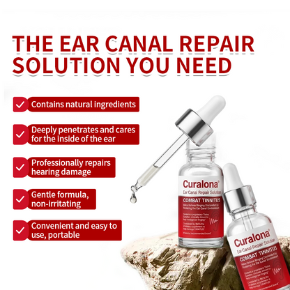 Curalona® Ear Canal Repair Solution to Combat Tinnitus  Helps Relieve Ringing Discomfort by Restoring the Ear Canal Environment  One Bottle · 7 Days · Designed to Deliver Noticeable Results Within 7 Days