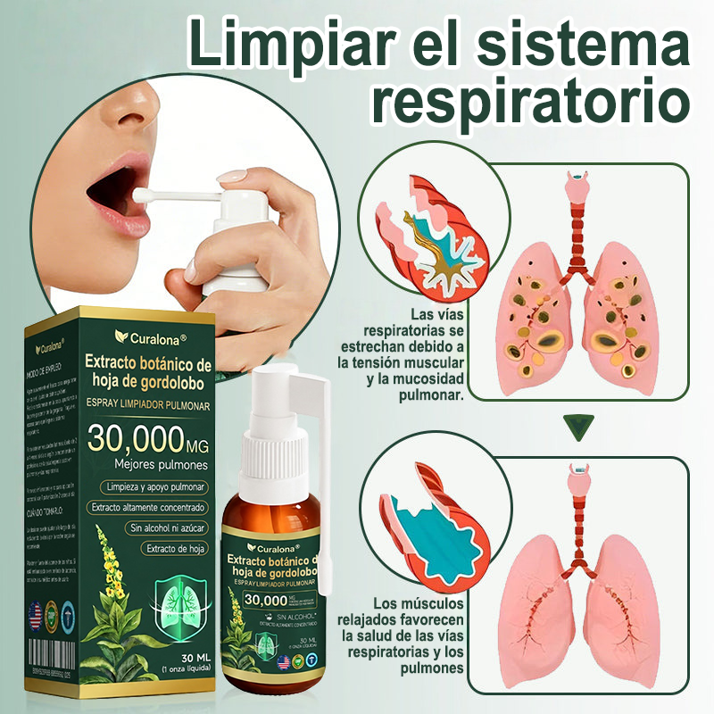 ✅ Tienda oficial insignia en EE. UU.: Spray limpiador pulmonar Curalona® con extracto de hoja de gordolobo (👨‍⚕️ Indicado para EPOC, asma, bronquitis crónica, infecciones respiratorias, cáncer de pulmón, sinusitis y otras afecciones pulmonares)