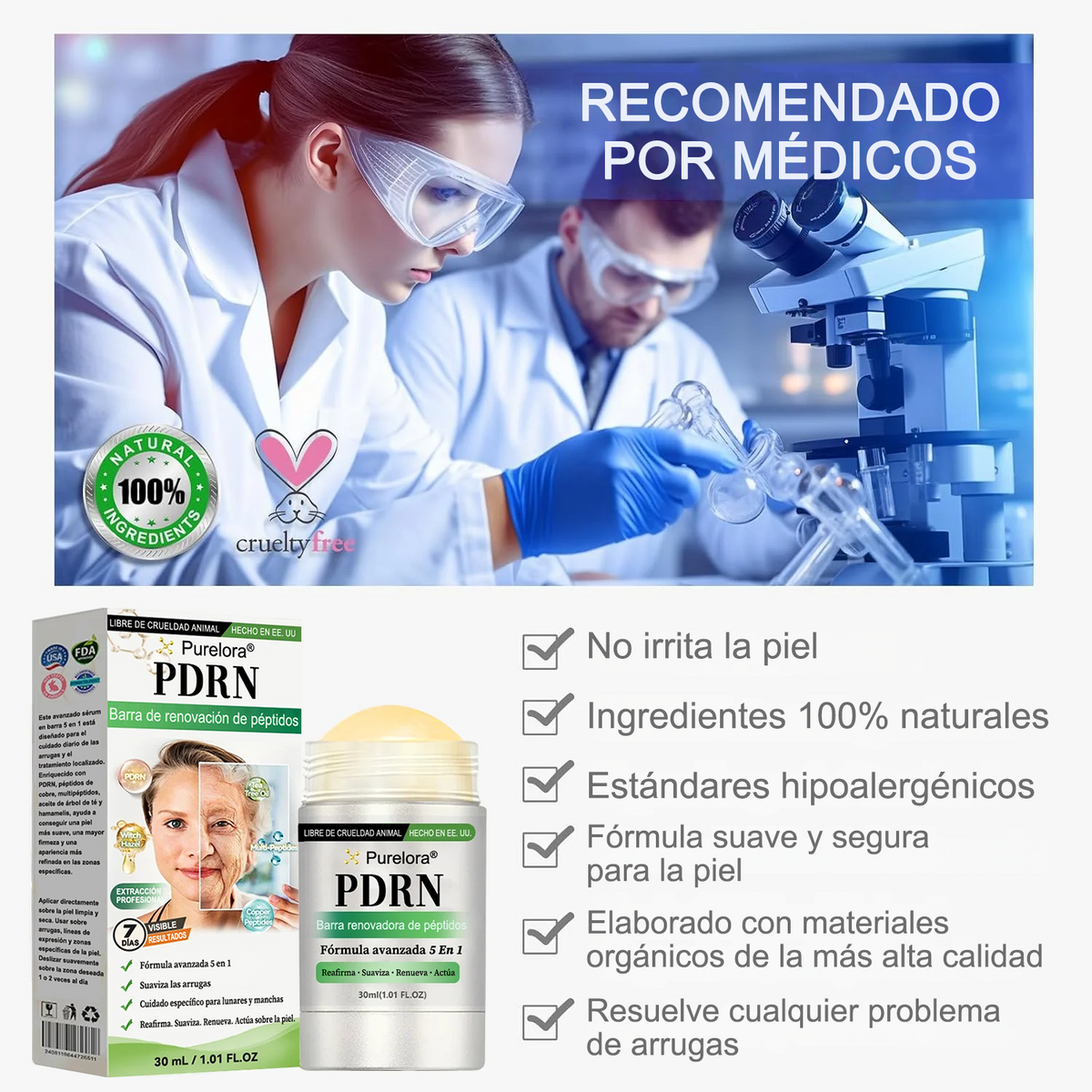 Purelora® 👨‍⚕️👨‍⚕️ Barra de PDRN antienvejecimiento y tratamiento localizado (ayuda a suavizar arrugas, favorece una piel de aspecto más firme y mejora la apariencia de manchas visibles)