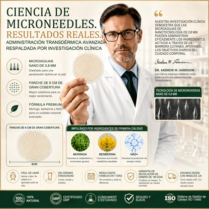 Curalona®🔥Parche de microragujas ProMax Nano 2026 – Parche reafirmante corporal y de apoyo al metabolismo con Moringa, Berberina y NAD+