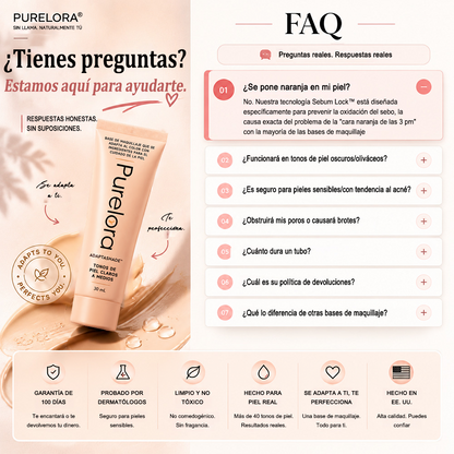 💖【Tienda Oficial】PURELORA® AdaptaShade Foundation — Base de maquillaje con cuidado de la piel que se adapta al tono