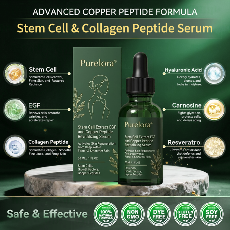 Purelora® Stem Cell–Derived EGF & Copper Peptide Activating Serum  (Deeply activates skin renewal from within for firmer, smoother-looking skin)