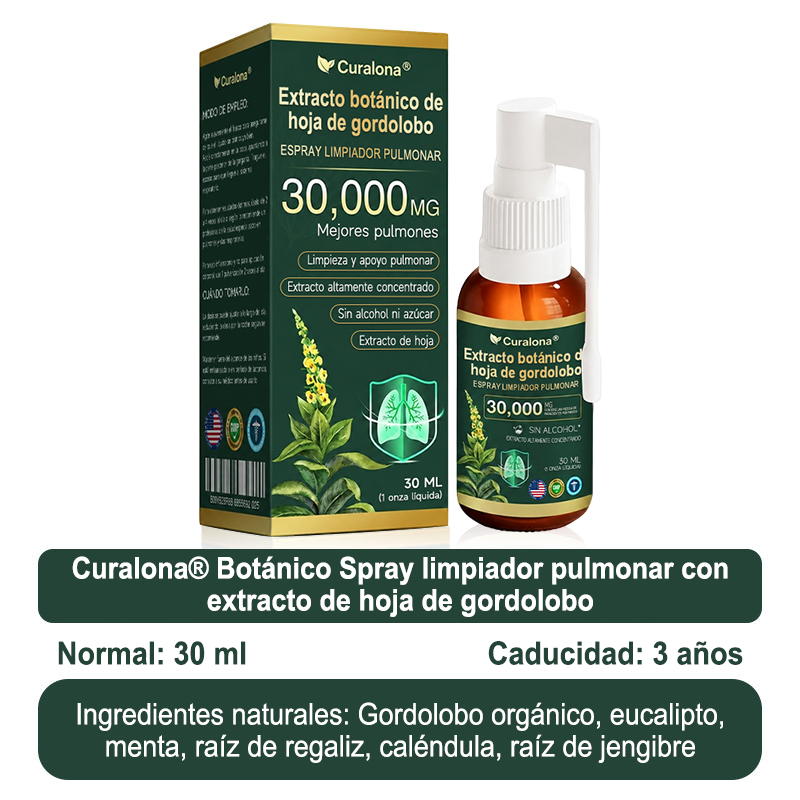 ✅ Tienda oficial insignia en EE. UU.: Spray limpiador pulmonar Curalona® con extracto de hoja de gordolobo (👨‍⚕️ Indicado para EPOC, asma, bronquitis crónica, infecciones respiratorias, cáncer de pulmón, sinusitis y otras afecciones pulmonares)