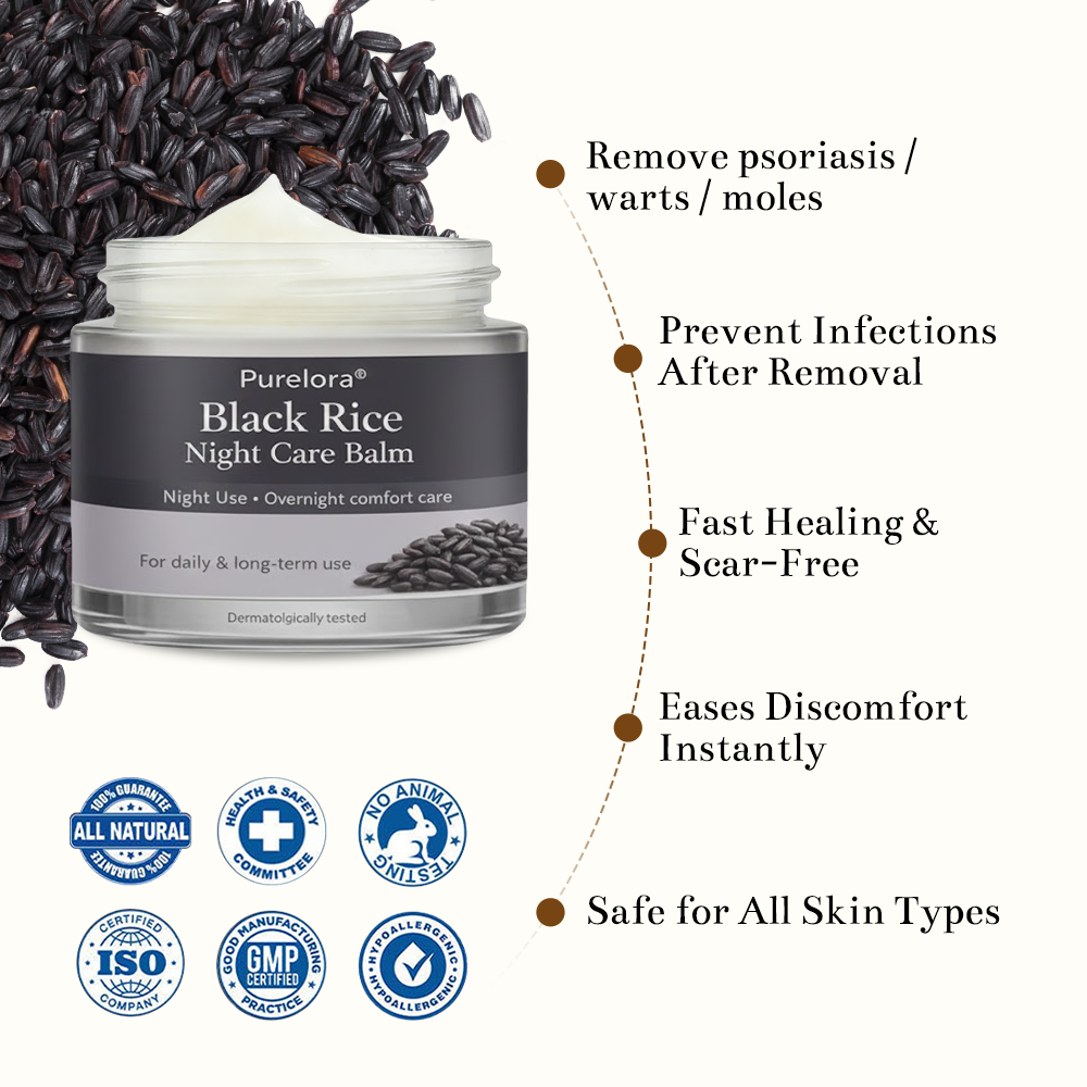 Purelora® Black and White Rice Day and Night Dual Repair Cream (Delays aging, repairs skin, removes warts, skin tags, and keratin buildup, providing 24-hour care for your skin)