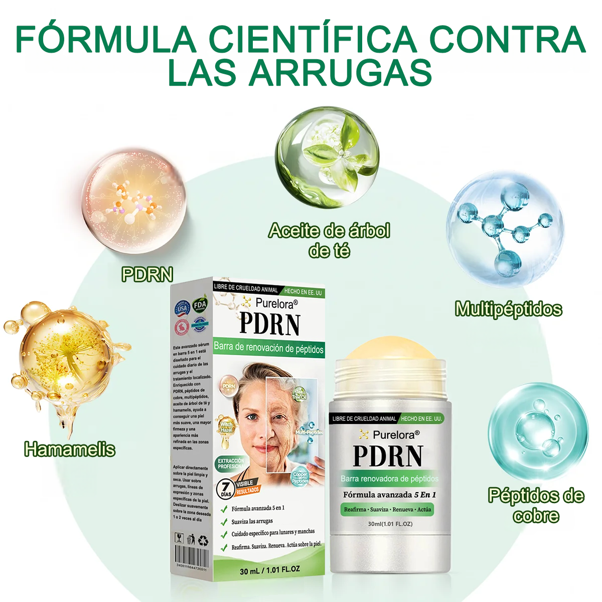 Purelora® 👨‍⚕️👨‍⚕️ Barra de PDRN antienvejecimiento y tratamiento localizado (ayuda a suavizar arrugas, favorece una piel de aspecto más firme y mejora la apariencia de manchas visibles)