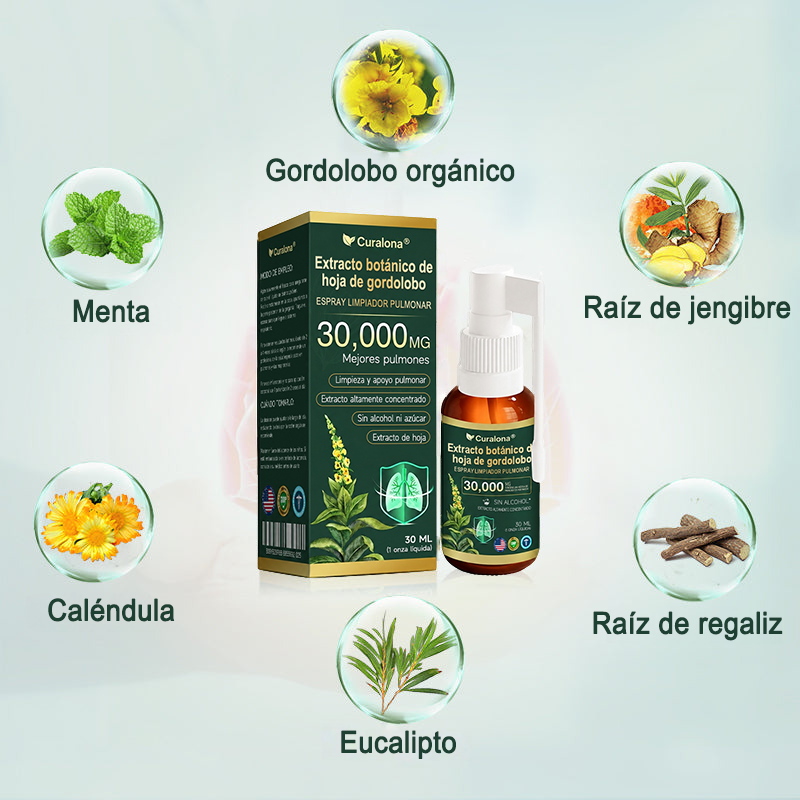 ✅ Tienda oficial insignia en EE. UU.: Spray limpiador pulmonar Curalona® con extracto de hoja de gordolobo (👨‍⚕️ Indicado para EPOC, asma, bronquitis crónica, infecciones respiratorias, cáncer de pulmón, sinusitis y otras afecciones pulmonares)