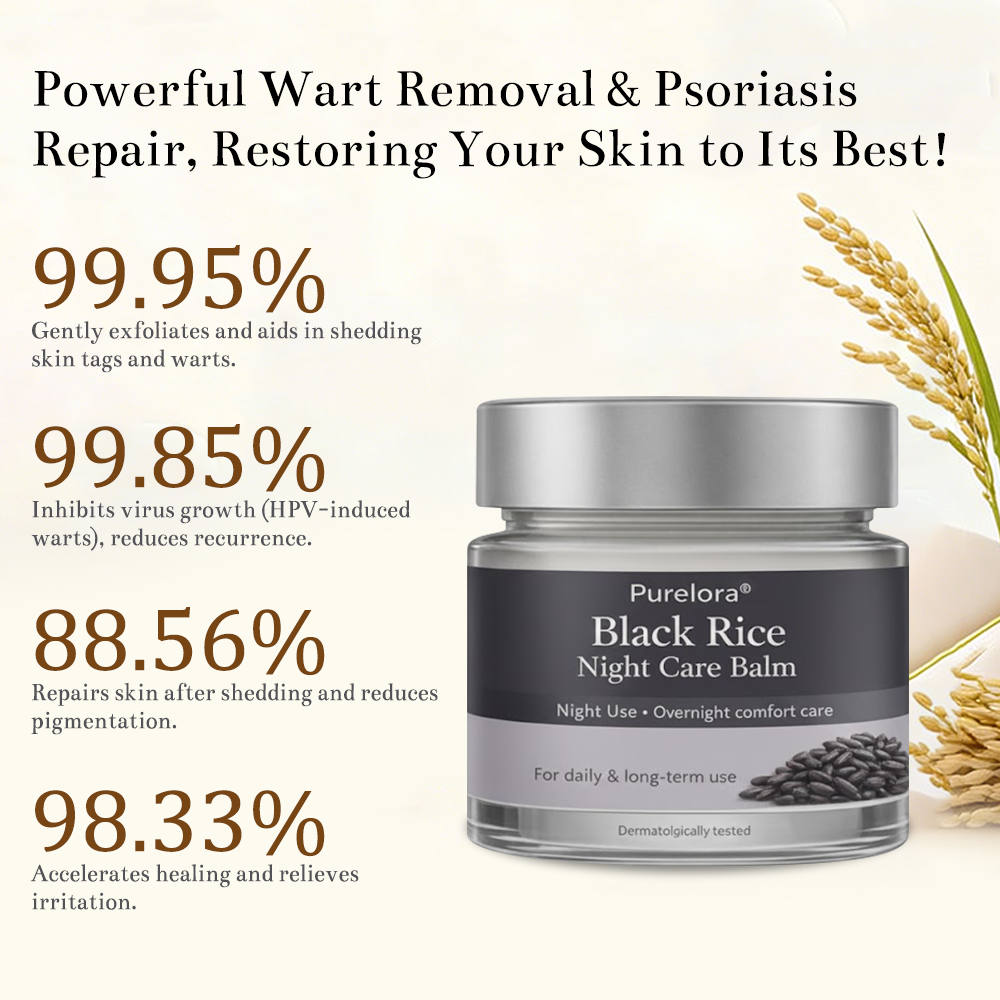 Purelora® Black and White Rice Day and Night Dual Repair Cream (Delays aging, repairs skin, removes warts, skin tags, and keratin buildup, providing 24-hour care for your skin)