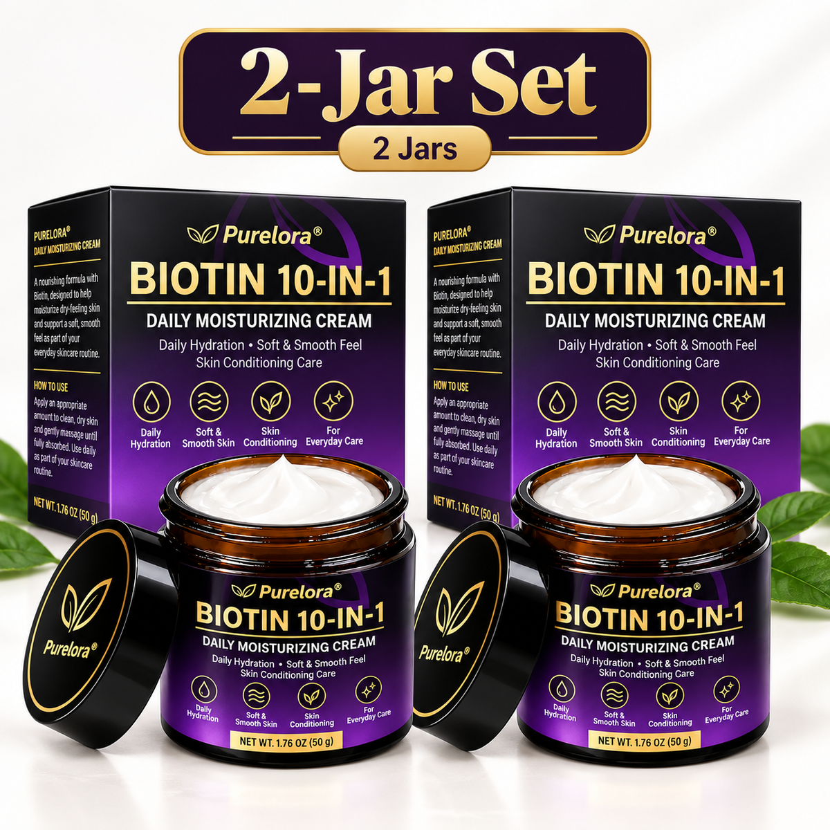 PURELORA® Biotin Daily Moisturizing Cream – 10-in-1 Formula for Everyday Skin Care