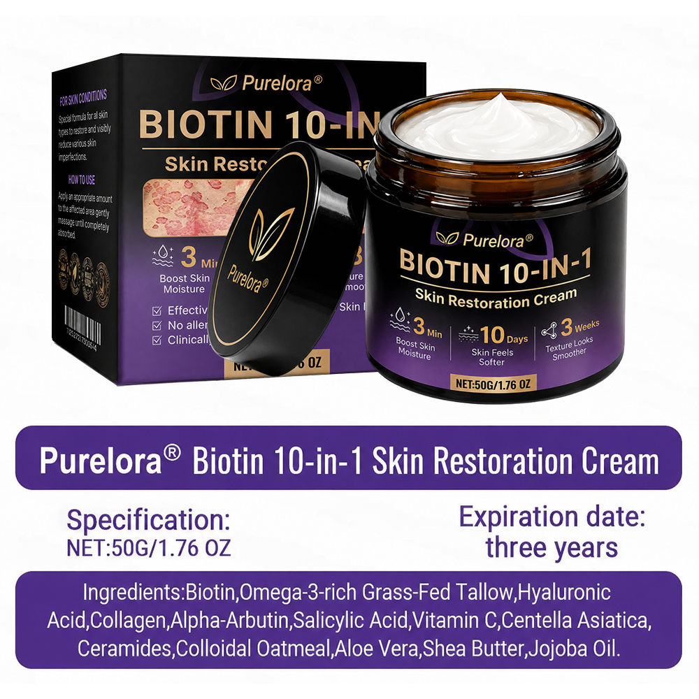 Fabricada y enviada desde EE. UU. 🍁 Crema reparadora de la piel Purelora® con biotina (fórmula 10 en 1) — Último día de oferta: 75 % de descuento.（副本）