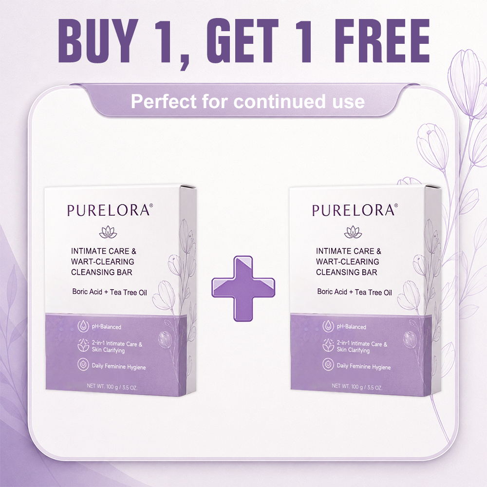 PURELORA® Yoni & Wart Relief Bar Soap | pH-Balanced with Boric Acid & Tea Tree Oil | 2-in-1 Intimate Care & Skin Clarifying Bar | Women's Daily Wash