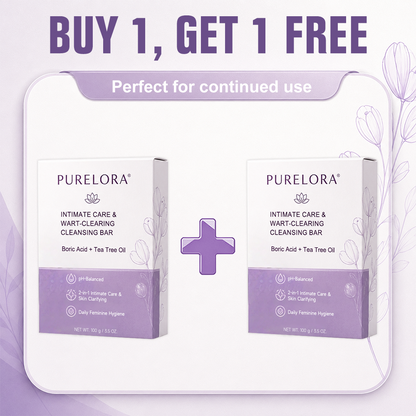 PURELORA® Yoni & Wart Relief Bar Soap | pH-Balanced with Boric Acid & Tea Tree Oil | 2-in-1 Intimate Care & Skin Clarifying Bar | Women's Daily Wash