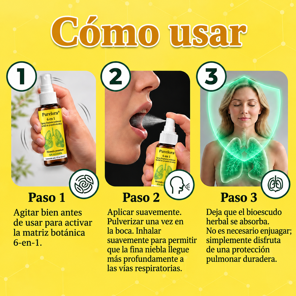 🍀🍀🐝🇺🇸Tienda oficial: 𝐏𝐔𝐑𝐄𝐋𝐎𝐑𝐀® Spray limpiador pulmonar de propóleo y abeja herbal 6 en 1 (👨‍⚕️Actúa directamente sobre la EPOC, el asma, la bronquitis crónica (BC), las infecciones respiratorias, el cáncer de pulmón, la sinusitis y otras afecciones🫁)