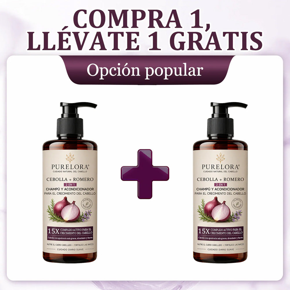 🌿👨‍⚕️ Tienda oficial en EE. UU. 🇺🇸 | 🔥 Champú y acondicionador 2 en 1 PURELORA® de cebolla y romero con complejo activo 15X para el crecimiento capilar: para un cabello con apariencia más gruesa, abundante y fuerte.