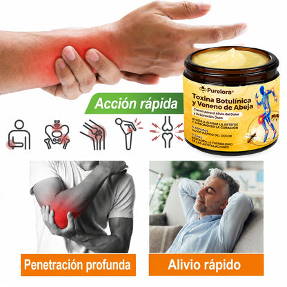Crema Purelora® con toxina botulínica y veneno de abeja para el alivio del dolor y la regeneración ósea