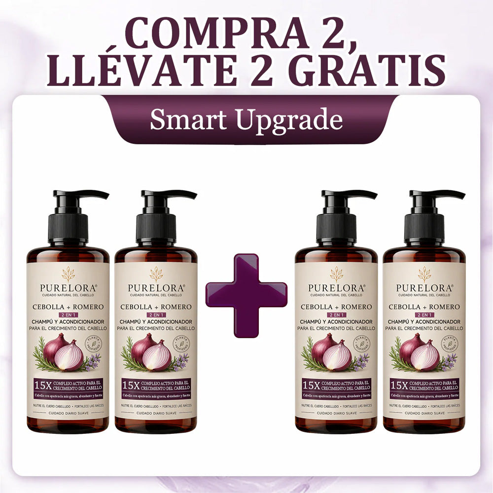 🌿👨‍⚕️ Tienda oficial en EE. UU. 🇺🇸 | 🔥 Champú y acondicionador 2 en 1 PURELORA® de cebolla y romero con complejo activo 15X para el crecimiento capilar: para un cabello con apariencia más gruesa, abundante y fuerte.