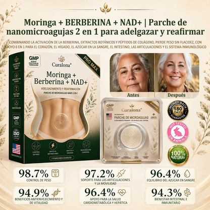 Curalona®🔥Parche de microragujas ProMax Nano 2026 – Parche reafirmante corporal y de apoyo al metabolismo con Moringa, Berberina y NAD+