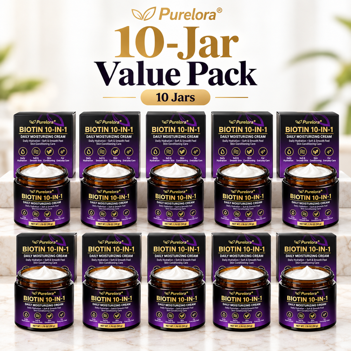 PURELORA® Biotin Daily Moisturizing Cream – 10-in-1 Formula for Everyday Skin Care