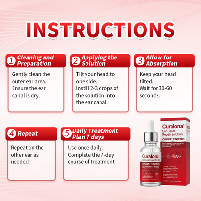 Curalona® Ear Canal Repair Solution to Combat Tinnitus  Helps Relieve Ringing Discomfort by Restoring the Ear Canal Environment  One Bottle · 7 Days · Designed to Deliver Noticeable Results Within 7 Days