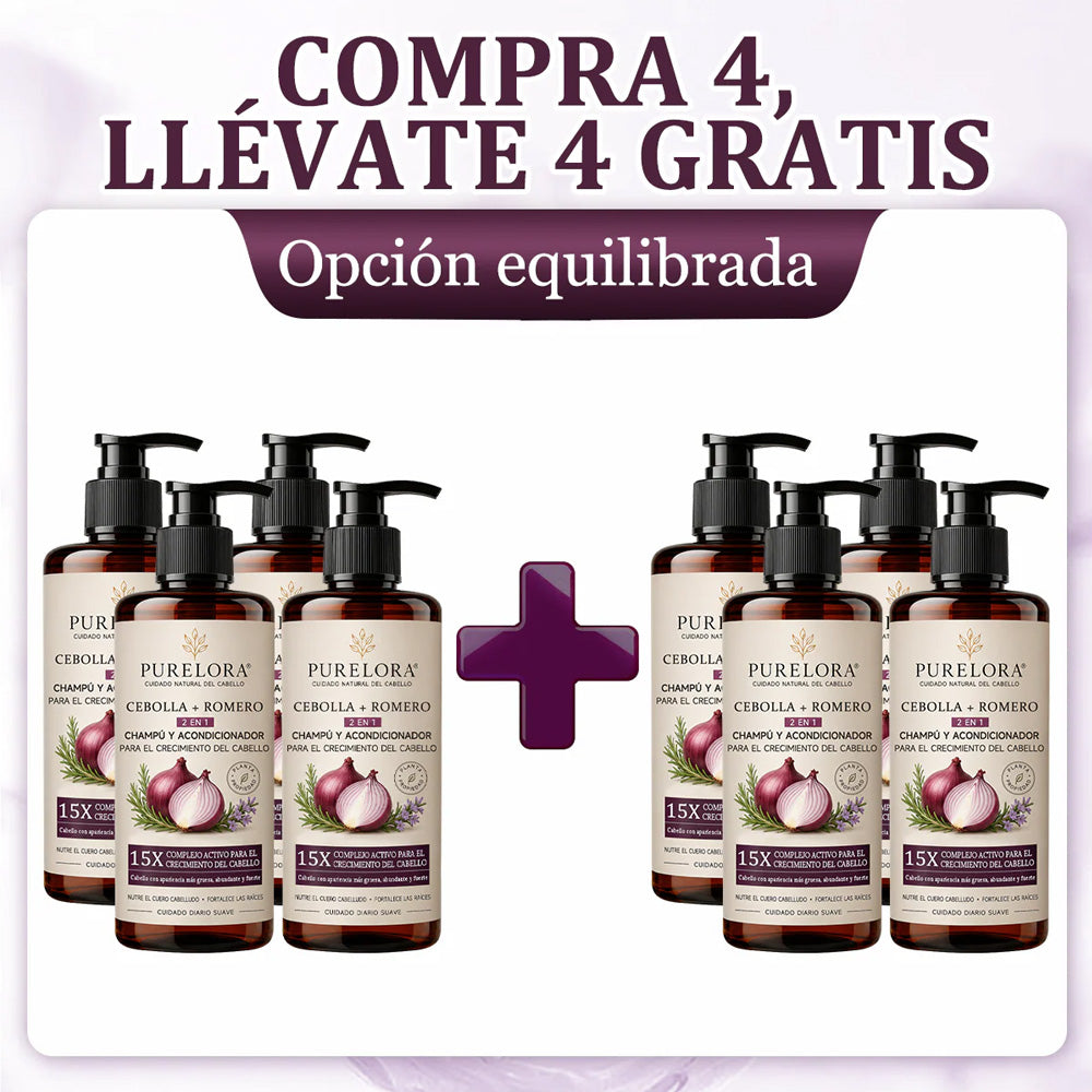 🌿👨‍⚕️ Tienda oficial en EE. UU. 🇺🇸 | 🔥 Champú y acondicionador 2 en 1 PURELORA® de cebolla y romero con complejo activo 15X para el crecimiento capilar: para un cabello con apariencia más gruesa, abundante y fuerte.