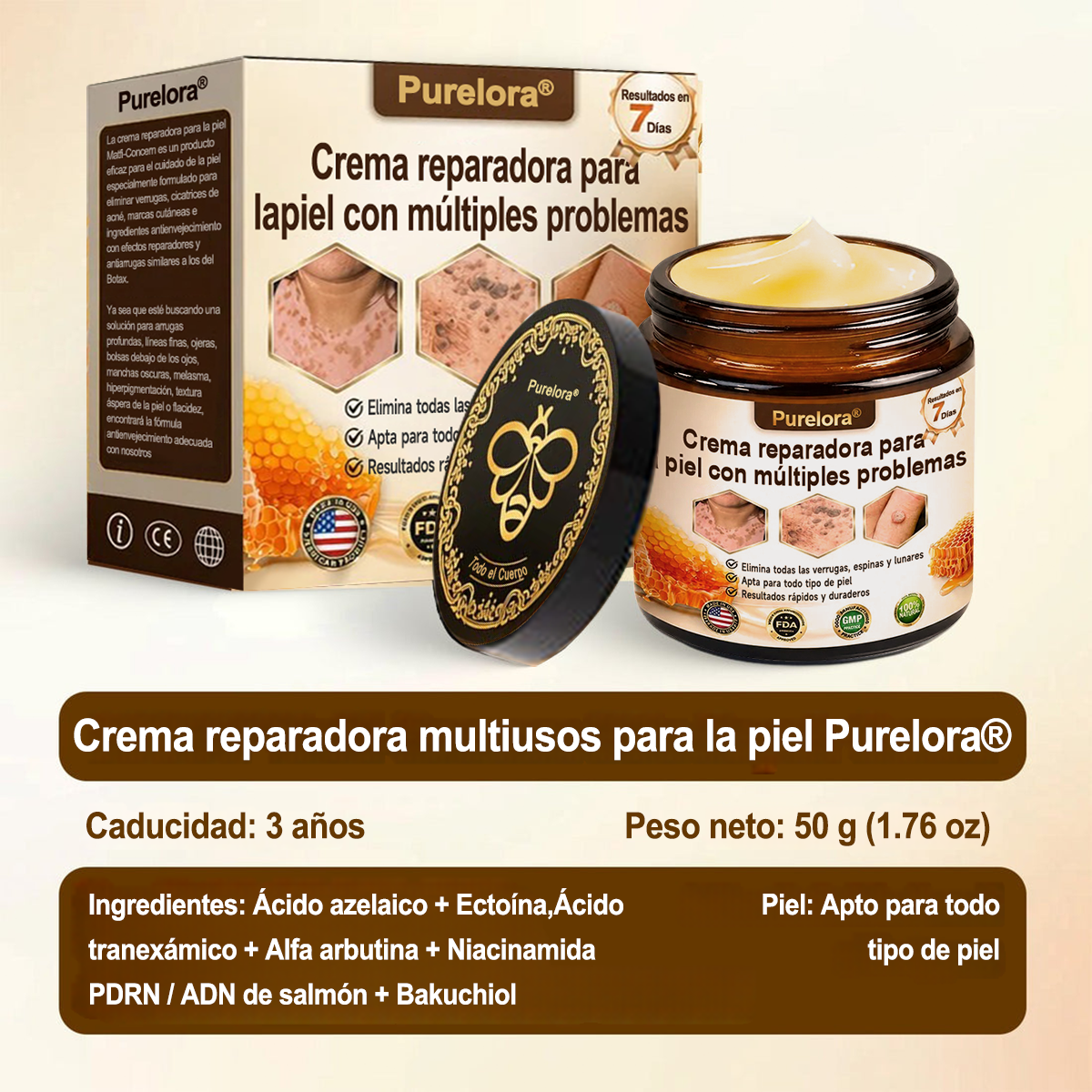 ✨🐝 Purelora® Crema de Reposición de Crema de Sol de Monocromo (Un solo producto para reposición) 𝐢𝐧𝐟𝐥𝐚𝐦𝐦𝐚𝐭𝐢𝐨𝐧, 𝐝𝐫𝐲𝐧𝐞𝐬𝐬, 𝐚𝐠𝐢𝐧𝐠, 𝐩𝐢𝐠𝐦𝐞𝐧𝐭𝐚𝐭𝐢𝐨𝐧, 𝐚𝐧𝐝 𝐯𝐢𝐬𝐢𝐛𝐥𝐞 𝐬𝐤𝐢𝐧 𝐝𝐚𝐦𝐚𝐠𝐞.)