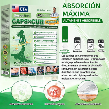 🔥 Parches de Microneedles 10 en 1 Mejorados de Curalona® — Sinergia de Berberina y NAD+ para favorecer la salud metabólica, promover la renovación cutánea y aliviar las molestias articulares — Resultados visibles en 7 días