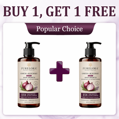 🌿👨‍⚕️ Tienda oficial en EE. UU. 🇺🇸 | 🔥 Champú y acondicionador 2 en 1 PURELORA® de cebolla y romero con complejo activo 15X para el crecimiento capilar: para un cabello con apariencia más gruesa, abundante y fuerte.