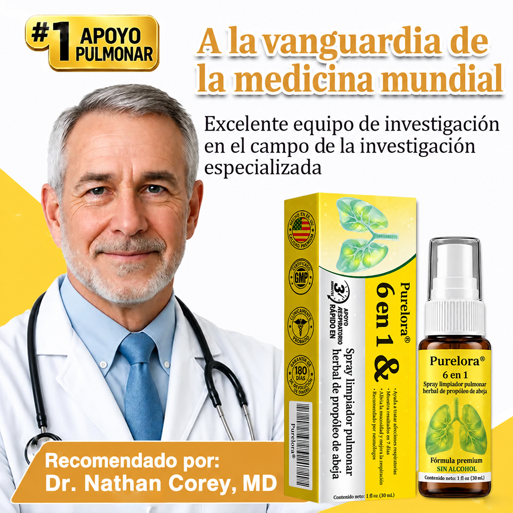 🍀🍀🐝🇺🇸Tienda oficial: 𝐏𝐔𝐑𝐄𝐋𝐎𝐑𝐀® Spray limpiador pulmonar de propóleo y abeja herbal 6 en 1 (👨‍⚕️Actúa directamente sobre la EPOC, el asma, la bronquitis crónica (BC), las infecciones respiratorias, el cáncer de pulmón, la sinusitis y otras afecciones🫁)