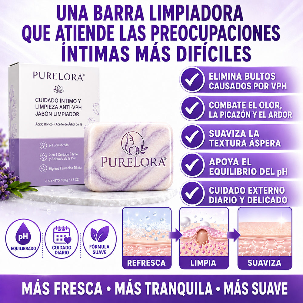 PURELORA® Yoni & Wart Relief Bar Soap | pH-Balanced with Boric Acid & Tea Tree Oil | 2-in-1 Intimate Care & Skin Clarifying Bar | Women's Daily Wash