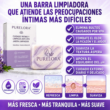 PURELORA® Yoni & Wart Relief Bar Soap | pH-Balanced with Boric Acid & Tea Tree Oil | 2-in-1 Intimate Care & Skin Clarifying Bar | Women's Daily Wash