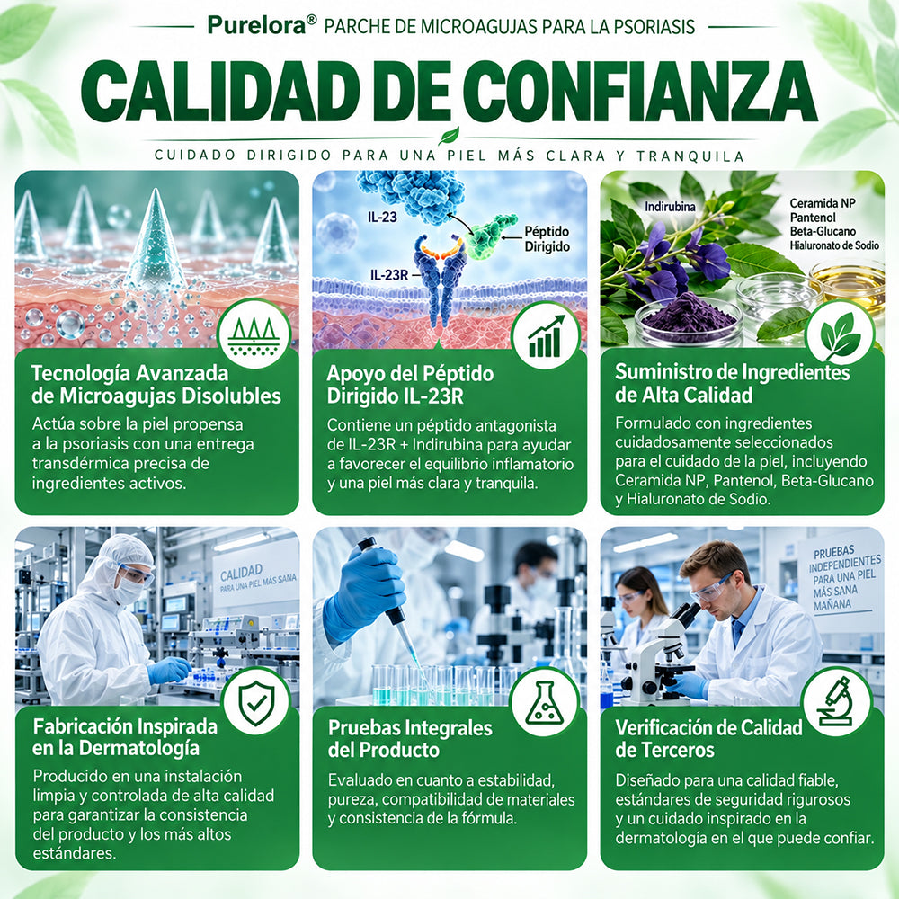 𝐏𝐔𝐑𝐄𝐋𝐎𝐑𝐀® 👩‍⚕️👩‍⚕️ Parche de nanomicroagujas 10 en 1 con péptido antagonista de IL-23R e indirubina (ayuda a reducir el enrojecimiento visible y la descamación, calma la sequedad y la picazón, y favorece el refuerzo y la reparación de la barrera cutánea)