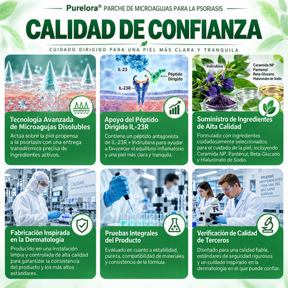 𝐏𝐔𝐑𝐄𝐋𝐎𝐑𝐀® 👩‍⚕️👩‍⚕️ Parche de nanomicroagujas 10 en 1 con péptido antagonista de IL-23R e indirubina (ayuda a reducir el enrojecimiento visible y la descamación, calma la sequedad y la picazón, y favorece el refuerzo y la reparación de la barrera cutánea)