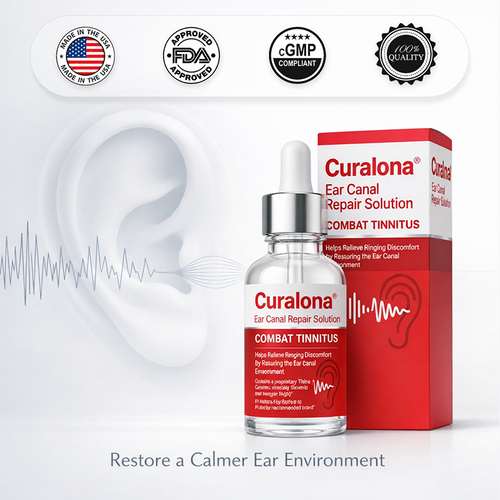 Curalona® Ear Canal Repair Solution to Combat Tinnitus  Helps Relieve Ringing Discomfort by Restoring the Ear Canal Environment  One Bottle · 7 Days · Designed to Deliver Noticeable Results Within 7 Days