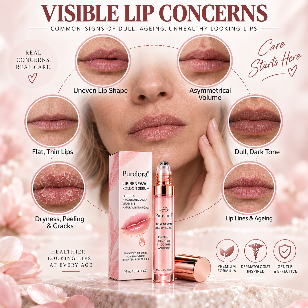 💋Purelora® Lip Renewal Roll-On Serum – Fuller, Brighter Lips & Youthful-Looking Skin