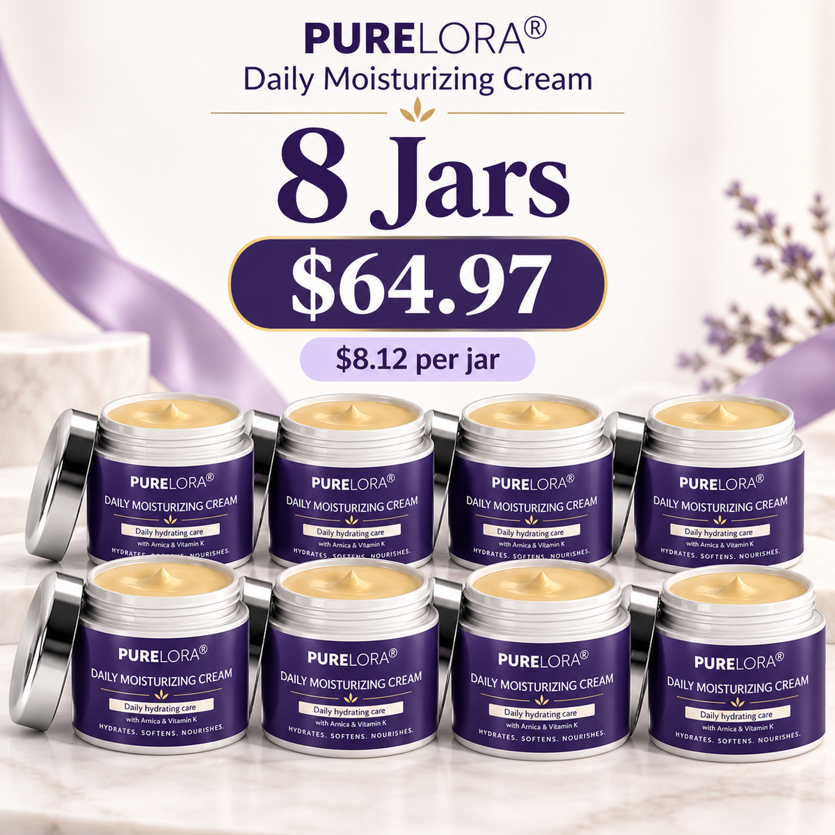 💜 PURELORA® Daily Moisturizing Cream – Hydrates, Softens & Nourishes Mature-Looking Skin✨