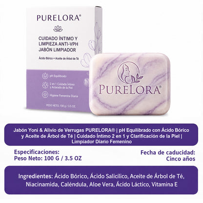 PURELORA® Yoni & Wart Relief Bar Soap | pH-Balanced with Boric Acid & Tea Tree Oil | 2-in-1 Intimate Care & Skin Clarifying Bar | Women's Daily Wash