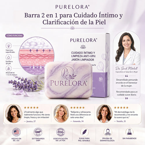 PURELORA® Yoni & Wart Relief Bar Soap | pH-Balanced with Boric Acid & Tea Tree Oil | 2-in-1 Intimate Care & Skin Clarifying Bar | Women's Daily Wash