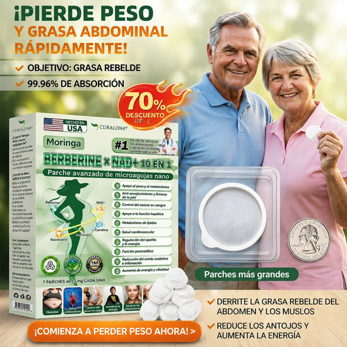 Tienda oficial | 🌿curalona® Moringa · Berberina × NAD+ | Parche avanzado de nanomicroagujas 10 en 1 🇦🇺 (Solo una vez al día; cambios visibles en 7 días) ✅ Para obesidad, flacidez de la piel, diabetes, apnea del sueño, problemas articulares y más.