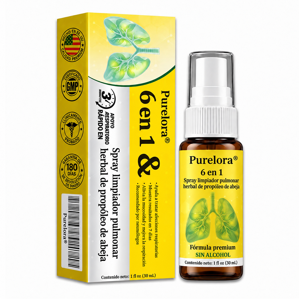 🍀🍀🐝🇺🇸Tienda oficial: 𝐏𝐔𝐑𝐄𝐋𝐎𝐑𝐀® Spray limpiador pulmonar de propóleo y abeja herbal 6 en 1 (👨‍⚕️Actúa directamente sobre la EPOC, el asma, la bronquitis crónica (BC), las infecciones respiratorias, el cáncer de pulmón, la sinusitis y otras afecciones🫁)
