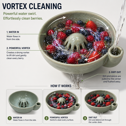 Self-Spinning Fruit & Vegetable Washing Bowl - No More Hand Scrubbing, Gentle Vortex