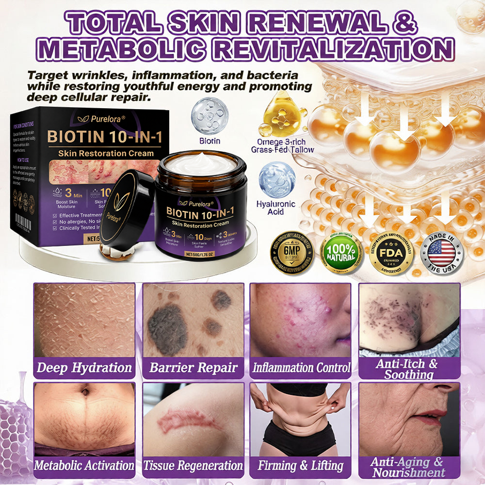 Fabricada y enviada desde EE. UU. 🍁 Crema reparadora de la piel Purelora® con biotina (fórmula 10 en 1) — Último día de oferta: 75 % de descuento.（副本）