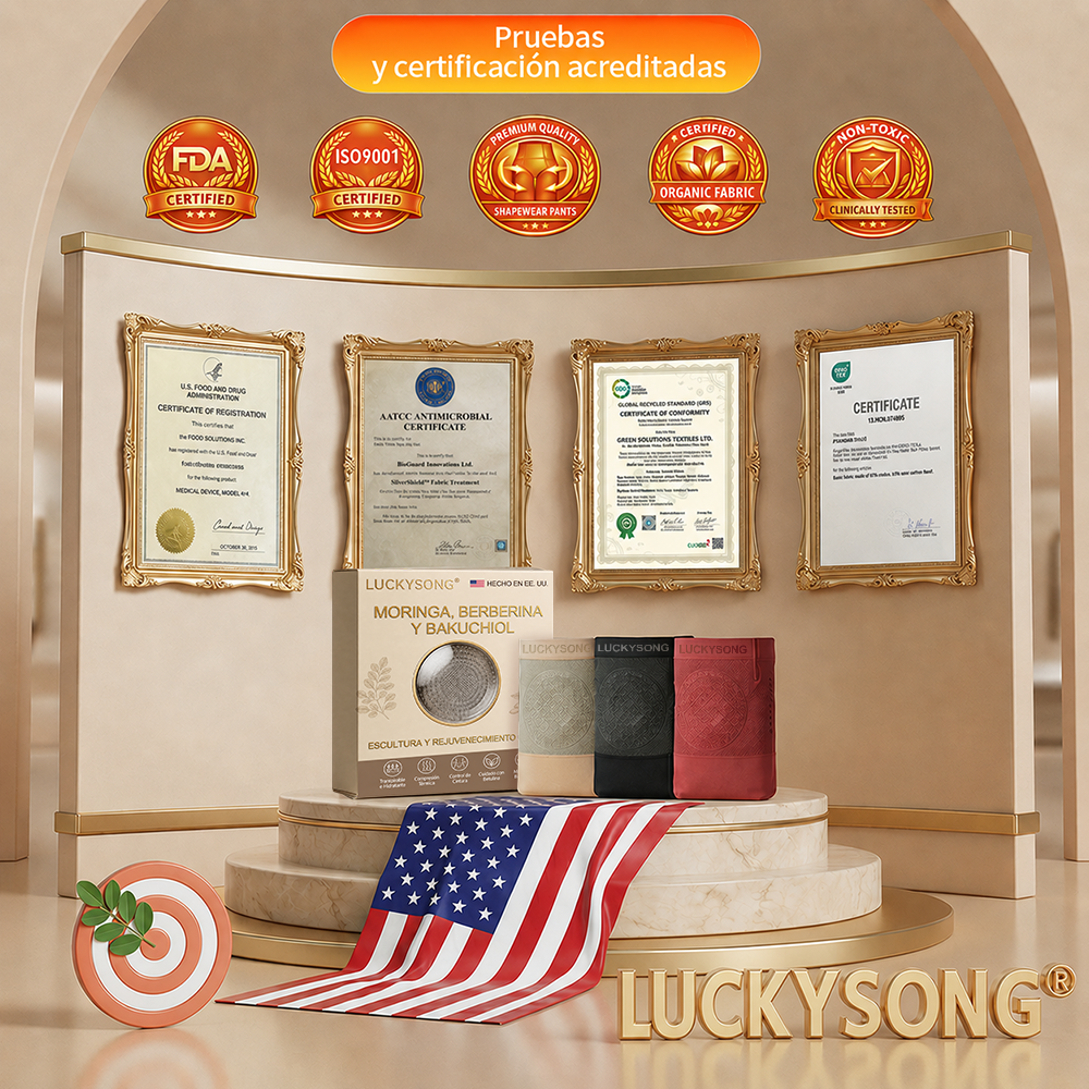 🔥 Tienda oficial de la marca | ✅LUCKYSONG® Ropa interior moldeadora 6 en 1 para mujer (Moringa y Berberina) — Bragas de compresión térmica con efecto moldeador e infusión de Bakuchiol, control de cintura y abdomen.