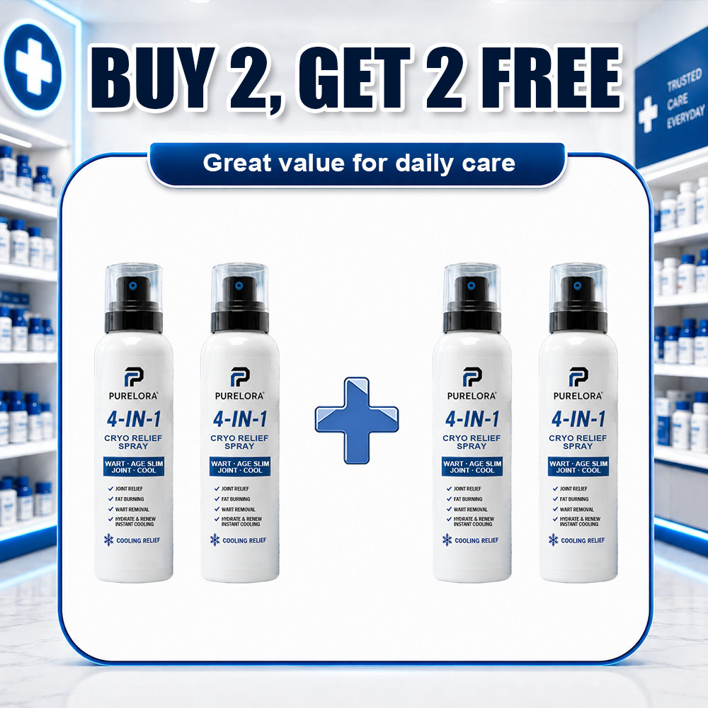 🛡️【Trusted Wellness Formula】PURELORA® 4-in-1 Body Spray — Joint Relief · Fat Burn · Wart Remover · Instant Cooling Mist | Menthol + Salicylic Acid + Caffeine + Tea Tree + Berberine