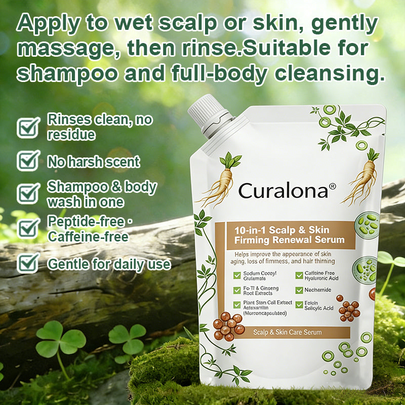 Curalona® 10-in-1 Scalp & Skin Firming, Sculpting & Anti-Hair Loss Renewal Serum  with Stem Cell–Derived Factors & Astaxanthin