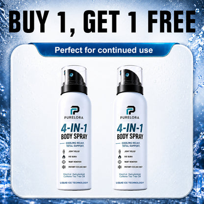 🔥 【Official Store】PURELORA® 4-in-1 Body Spray — Joint Relief · Fat Burn · Wart Remover · Instant Cooling Mist | Menthol + Salicylic Acid + Caffeine + Tea Tree | FSA/HSA Eligible